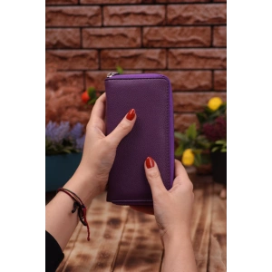 Mürdüm Telefon Bölmeli Unisex Deri Uzun Kartlık Cüzdan Portföy