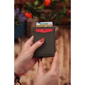 Suni Deri Mekanizmalı Vegan Deri Kartlık Cüzdan Portföy