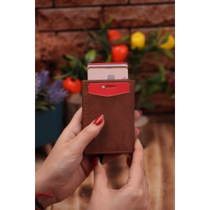 Suni Deri Mekanizmalı Vegan Deri Kartlık Cüzdan Portföy Taba