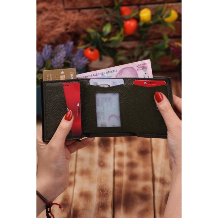 Suni Deri Mekanizmalı Vegan Deri Kartlık Cüzdan Portföy
