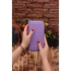 Lila Telefon Bölmeli Unisex Deri Uzun Kartlık Cüzdan Portföy