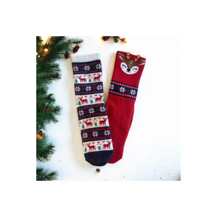 Yılbaşı Hediyesi Noel / Christmas Temalı 2li Çorap Seti