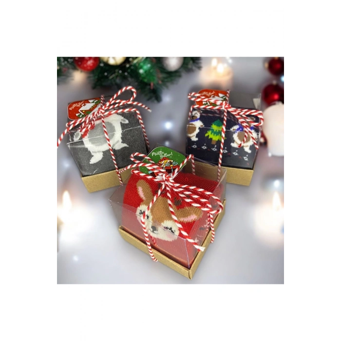 Yılbaşı Noel Temalı Christmas Hediye Bebek Çorabı 3lü Set