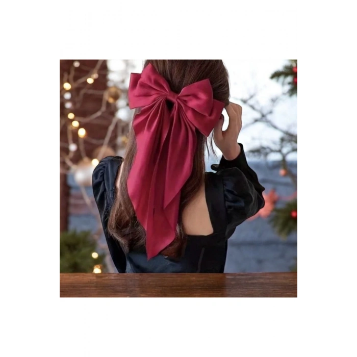 Fiyonk Toka / Bordo Fularlı Klipsli İpeksi / Yılbaşı Noel Konsept