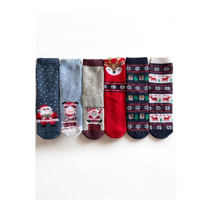 Yılbaşı Hediye Kutusu Noel Temalı Çocuk Çorap - Tükenmez Kalem - Şans Bilekliği