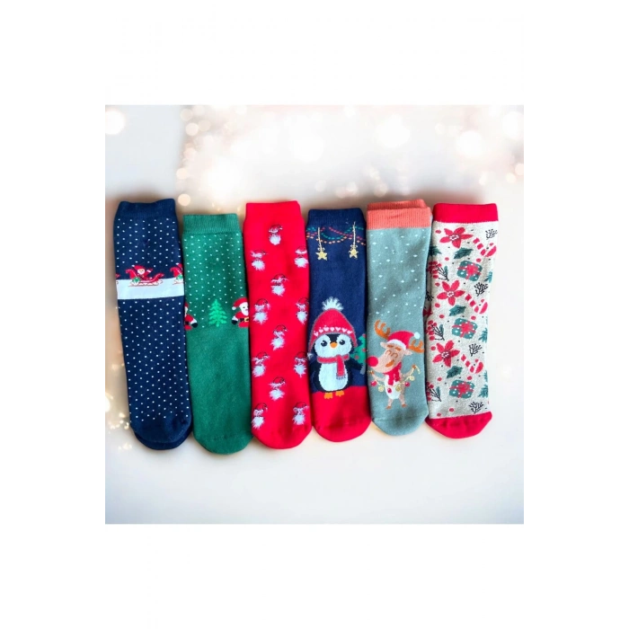 Yılbaşı Hediye Kutusu Noel Temalı Çocuk Çorap - Tükenmez Kalem - Şans Bilekliği