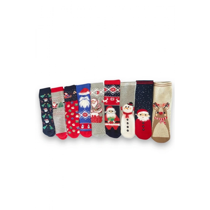 Yılbaşı Hediye Kutusu Noel Temalı Çocuk Çorap - Tükenmez Kalem - Şans Bilekliği