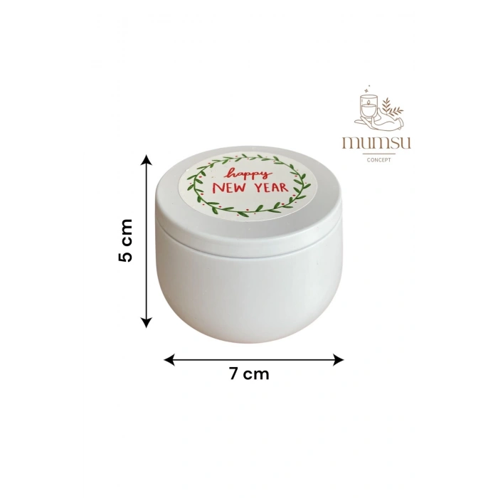 Yılbaşı /Noel Temalı Kapaklı Metal Kutuda Ahşap Fitilli Aromaterapik Doğal Soya Wax  Mum