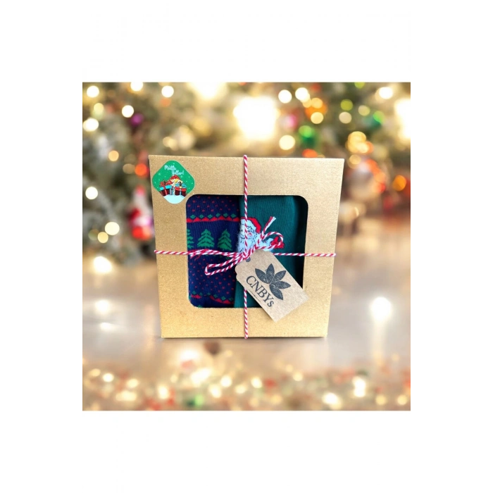Yılbaşı / Noel / Christmas Temalı Hediye Kutulu 2li Erkek Çorap Seti