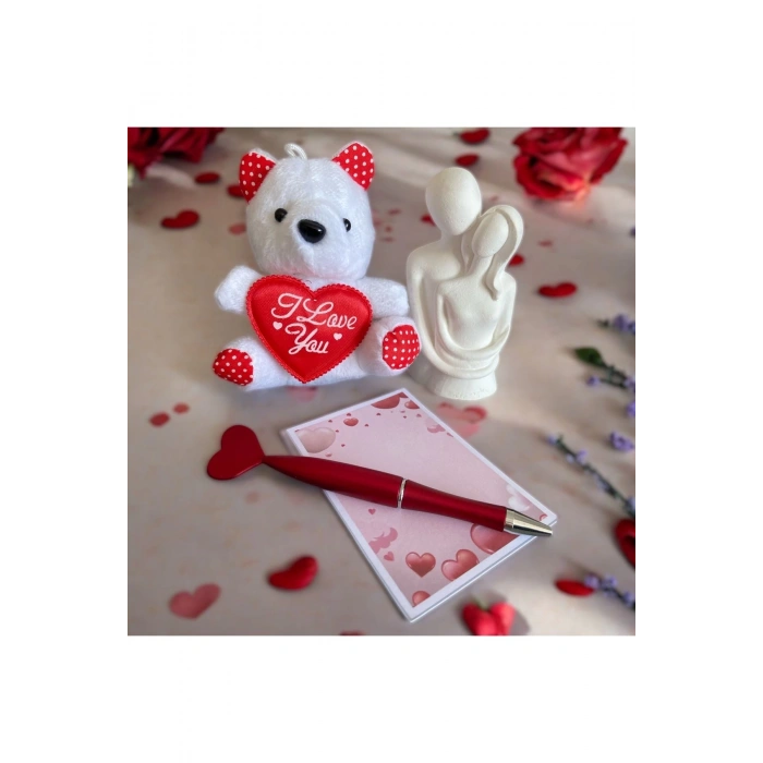 Özel Günler Için Kutulu Hediye Seti (AYICIK ANAHTARLIK BİBLO KALEM NOT KARTI)