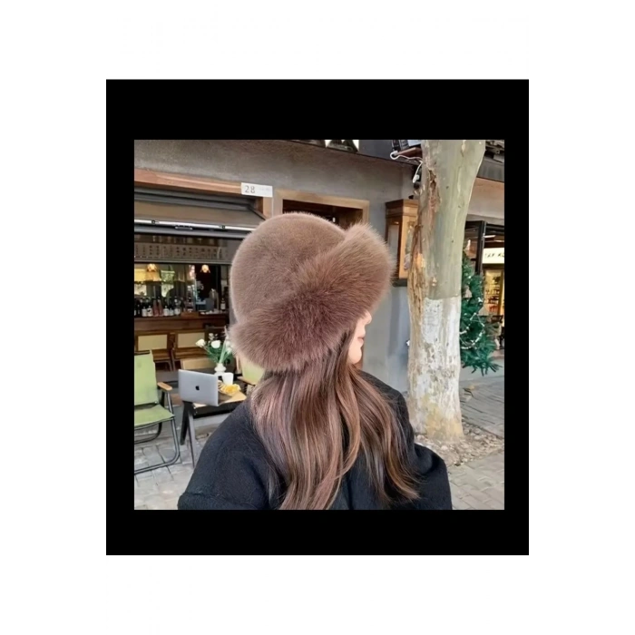 Kadın Kürk Şapka Kahverengi