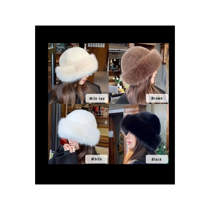 Kadın Kürk Şapka Kahverengi