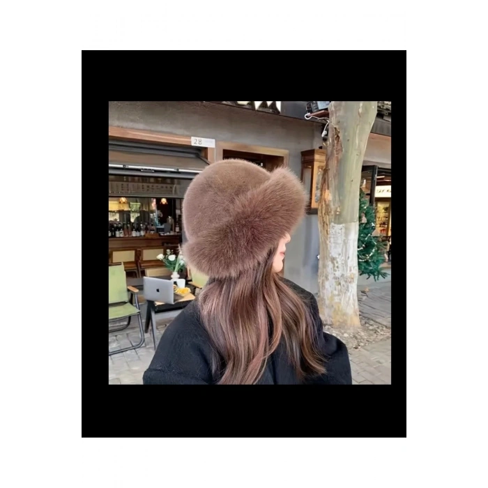 Kadın Kürk Şapka Kahverengi