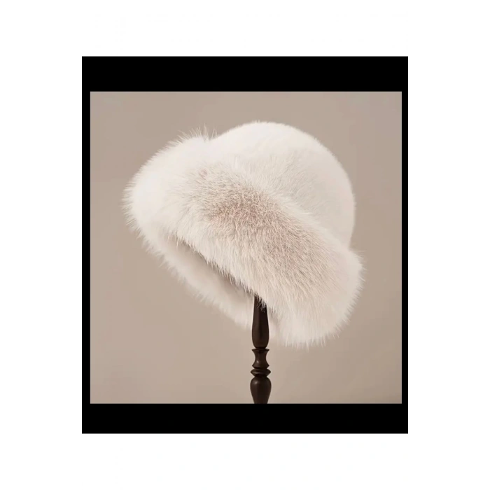 Kadın Kürk Şapka Krem