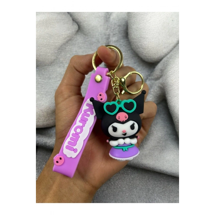 3D Lüks Büyük Boy Kuromi Silikon Anahtarlığı Ve Çanta Aksesuarı