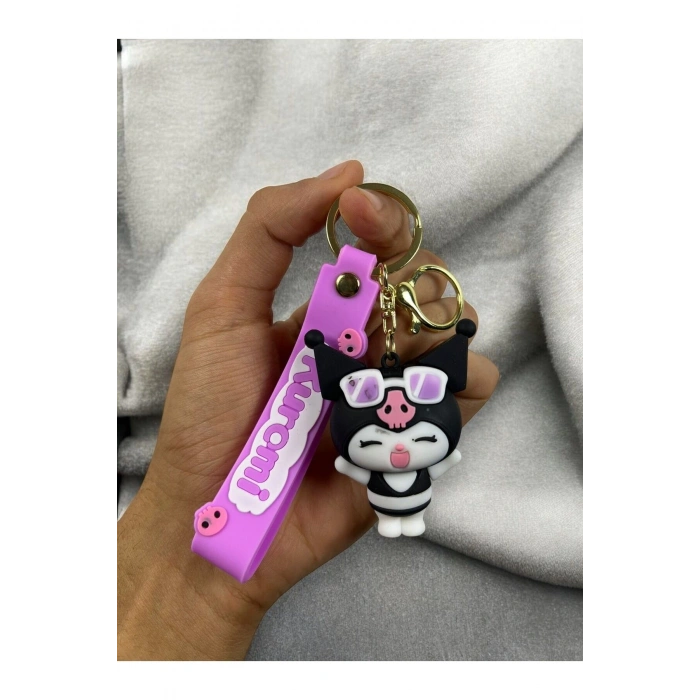 3D Lüks Büyük Boy Kuromi Silikon Anahtarlığı Ve Çanta Aksesuarı
