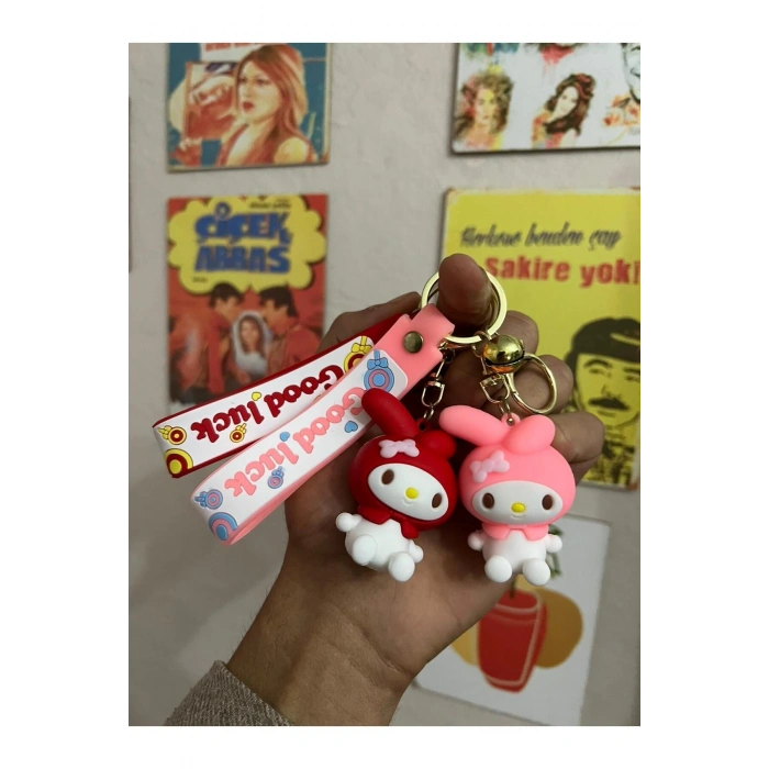 3D Lüks Büyük Boy Kuromi Silikon Anahtarlığı Ve Çanta Aksesuarı