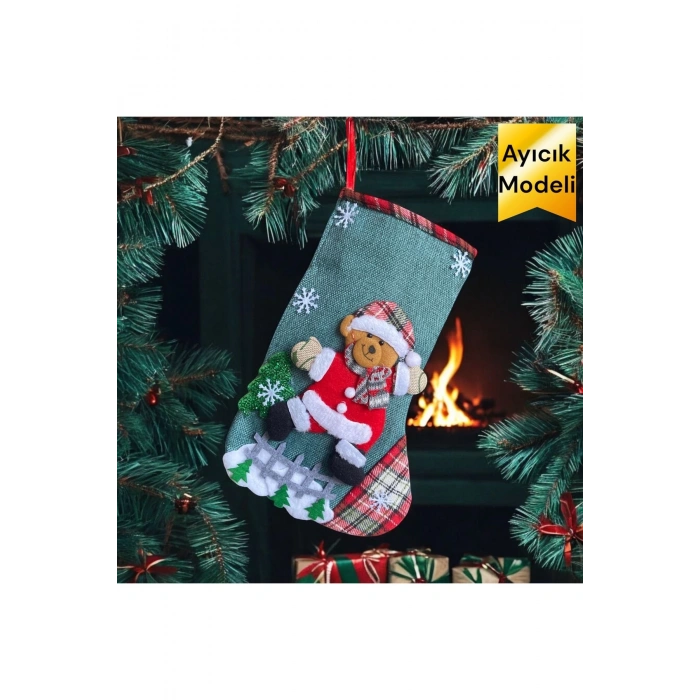 Noel Çorabı Şömine Dekoru Yılbaşı Süslemesi
