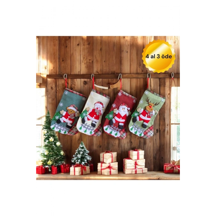 Noel Çorabı Şömine Dekoru Yılbaşı Süslemesi