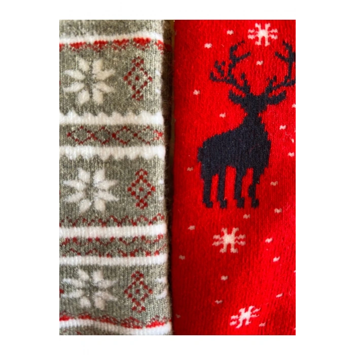 Yılbaşı / Noel / Christmas Temalı Hediye Kutulu 2li Kadın Çorap Seti