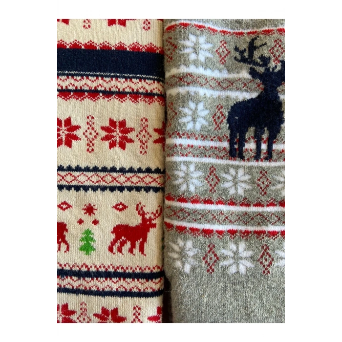 Yılbaşı / Noel / Christmas Temalı Hediye Kutulu 2li Kadın / Çocuk Çorap Seti