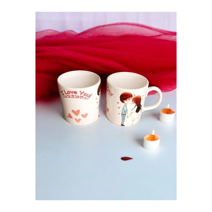 Özel Günler Için Özel Kutusunda 2li Kupa Seti (2 ADET KUPA KALP ANAHTARLIK NOT KARTI)