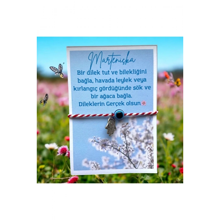 MARTENİÇKA DİLEK ŞANS BİLEKLİĞİ - NAZAR BONCUĞU VE ŞANS OBJELİ