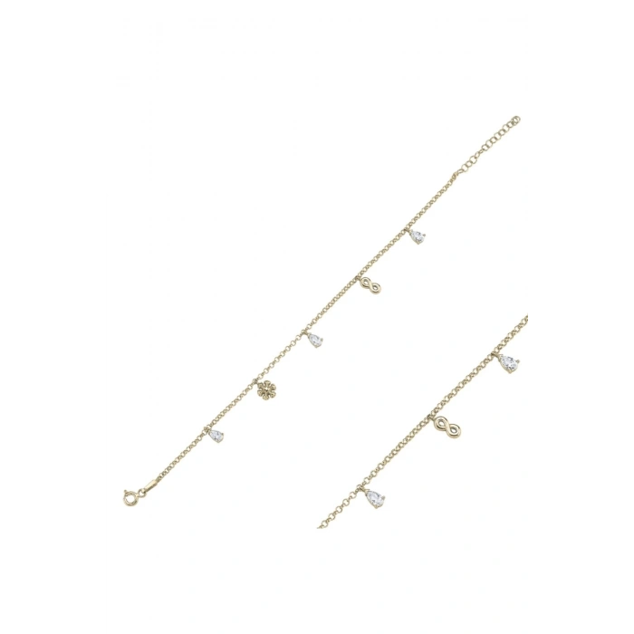 925 Ayar Gümüş Sallantılı Figürlü Doç Zincirli Şans Bilekliği - Anneler Günü