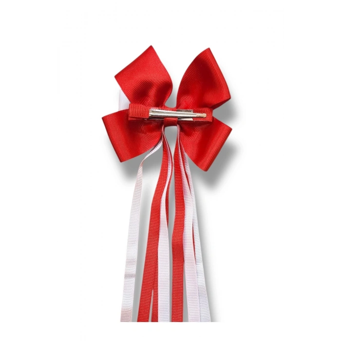 KIRMIZI BEYAZ TÜRK BAYRAĞI ATATÜRK FİYONK KIZ ÇOCUK KALİTELİ GROGREN KURDELE TOKA