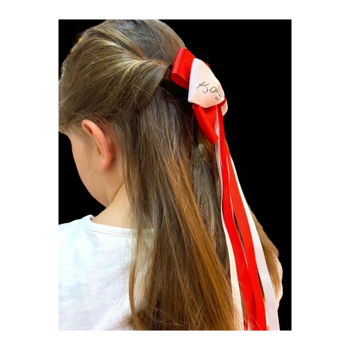 KIRMIZI BEYAZ TÜRK BAYRAĞI ATATÜRK FİYONK KIZ ÇOCUK KALİTELİ GROGREN KURDELE TOKA