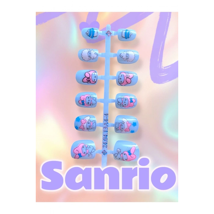 SANRIO KARAKTERLİ ÇOCUK TAKMA TIRNAK (BANT YAPIŞKANI İLE BİRLİKTE)