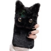 iPhone 15 Cep Telefonu Sevimli Kedi 3D Peluş Kılıf - Yumuşak Sıcak Kabarık Kürklü Darbeye Dayanıklı