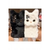 iPhone 15 Cep Telefonu Sevimli Kedi 3D Peluş Kılıf - Yumuşak Sıcak Kabarık Kürklü Darbeye Dayanıklı