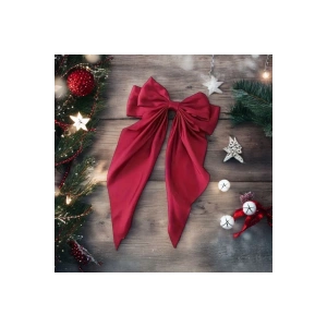 Fiyonk Toka / Bordo Fularlı Klipsli İpeksi / Yılbaşı Noel Konsept