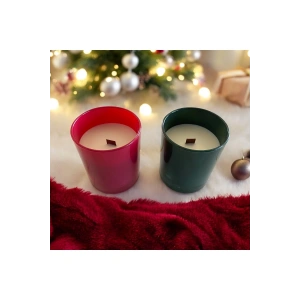 Yılbaşı / Noel / Christmas Temalı Doğal Soya Wax Aromaterapi Kokulu Şömine Efektli 2li Mum Seti