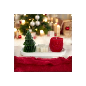 Yılbaşı / Noel / Christmas Temalı Aromaterapik Doğal Soya Wax Dekoratif 3lü Mum Seti