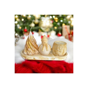 Yılbaşı / Noel / Christmas Temalı Aromaterapik Doğal Soya Wax Dekoratif 3lü Mum Seti