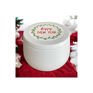 Yılbaşı /Noel Temalı Kapaklı Metal Kutuda Ahşap Fitilli Aromaterapik Doğal Soya Wax  Mum