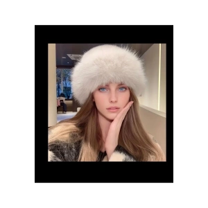 Kadın Kürk Şapka Krem