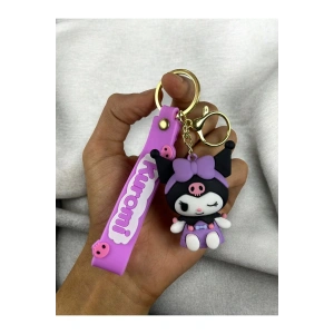 3D Lüks Büyük Boy Kuromi Silikon Anahtarlığı Ve Çanta Aksesuarı