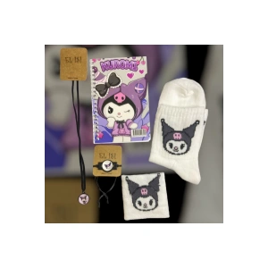 KUROMİ SANRİO 5Lİ SET (NOT DEFTERİ + BİLEKLİK + KOLYE + HAVLU BİLEKLİK + ÇORAP)