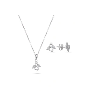 925 Ayar Gümüş Melek Zirkon Taşlı Set - Anneler Günü