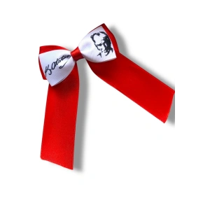 23 Nisan Türk Bayrağı Atatürk Fiyonk Kız Çocuk Kaliteli Parlak Saten Ve Grogren Kurdele Toka