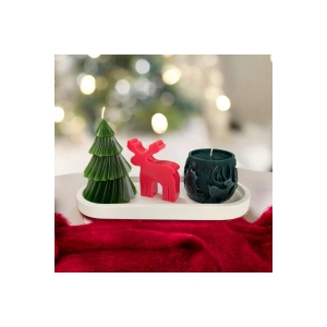Yılbaşı / Noel / Christmas Temalı Aromaterapik Doğal Soya Wax Dekoratif 3lü Mum Seti