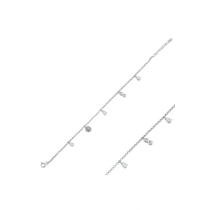 925 Ayar Gümüş Sallantılı Figürlü Doç Zincirli Şans Bilekliği - Anneler Günü