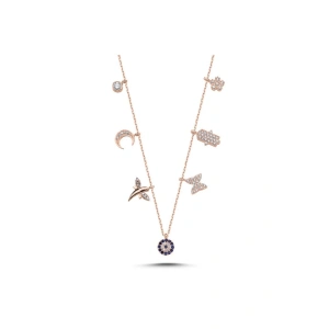 925 Ayar Gümüş Zirkon Taşlı Sallantılı Şans Kolyesi Model 2 - Anneler Günü