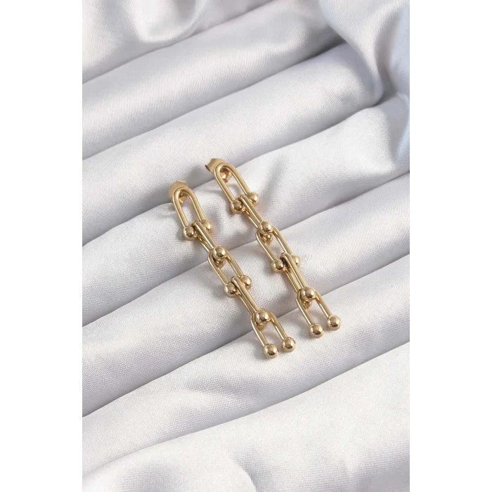 316L Çelik Altın Renk Sallantılı Model Küpe