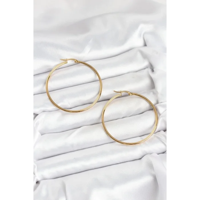 316L Çelik Gold Renk 45 mm Halka Kadın Küpe