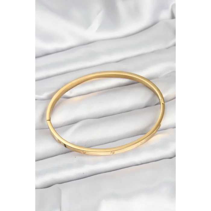 316L Çelik Gold Renk 65 mm İnce Kadın Kelepçe Bileklik