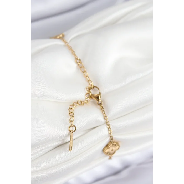 316L Çelik Gold Renk Yonca Kadın Bileklik